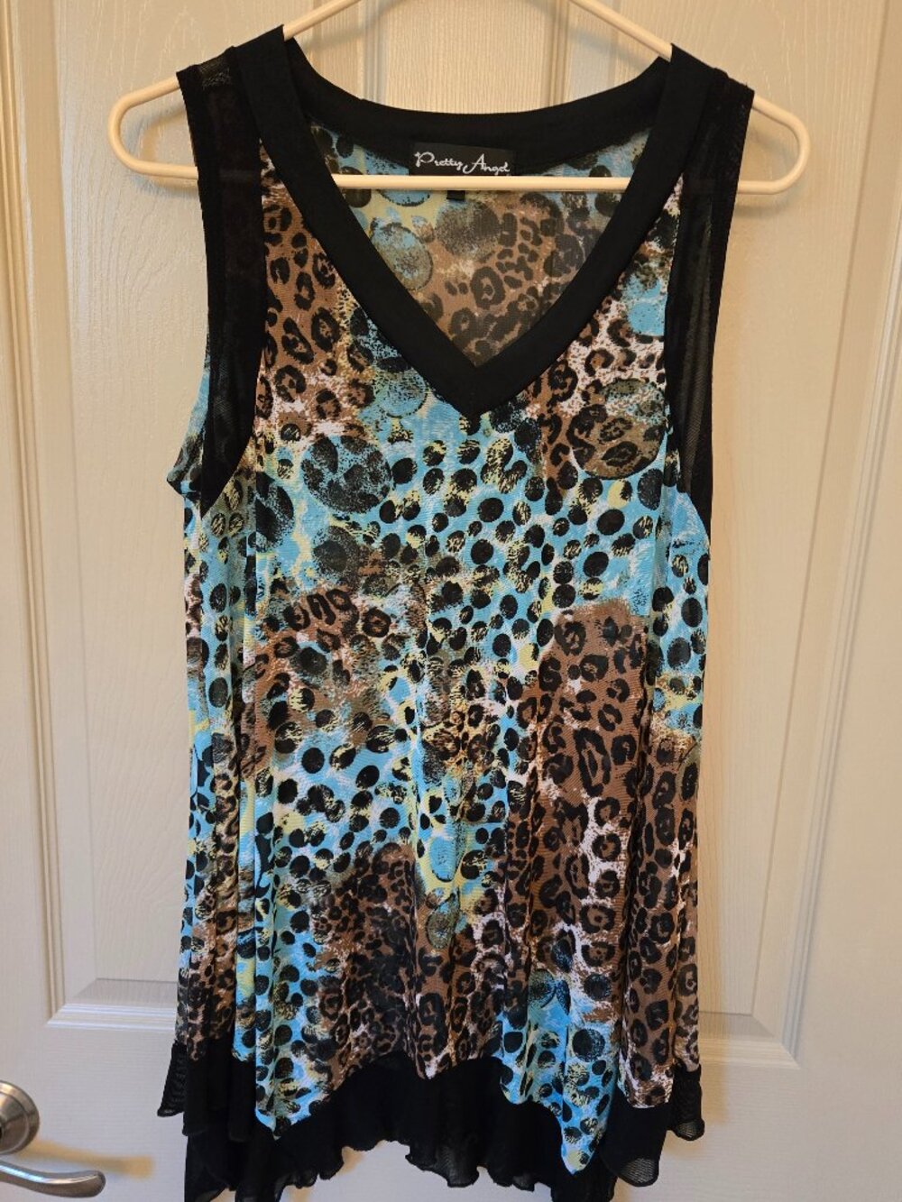 Sleeveless Flowy Tunic Blue Animal Print